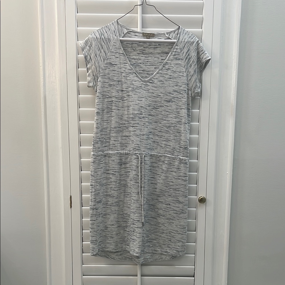 Lilla P Gray Space Dye Drawstring Waist Casual Dress XS